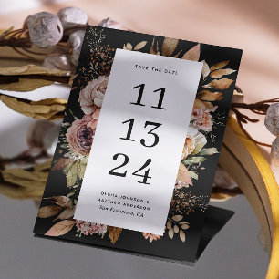 Schwarze Boho-Floral-Hochzeit   Rustikal Düstere D Save The Date