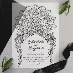 Schwarze Boho-Mandala-Blattreben-Hochzeit