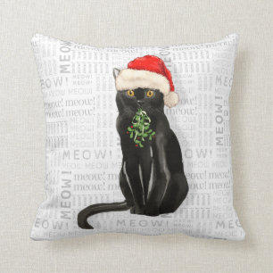 Schwarze Bombay Cat Wasserfarbe Weihnachten Kissen