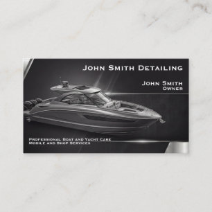 Schwarze Boot Yacht Detailing Washing Reparatur Visitenkarte