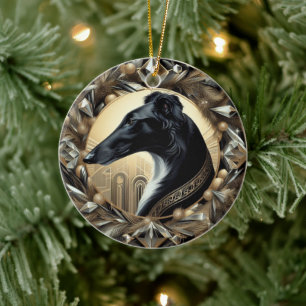 Schwarze Borzoi-Schönheitsdekoration Keramik Ornament