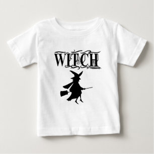 Schwarze böse fliegende Hexe Halloween Baby T-shirt