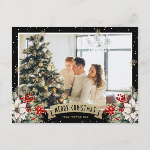 Schwarze botanische Schneeflocke Foto Weihnachten