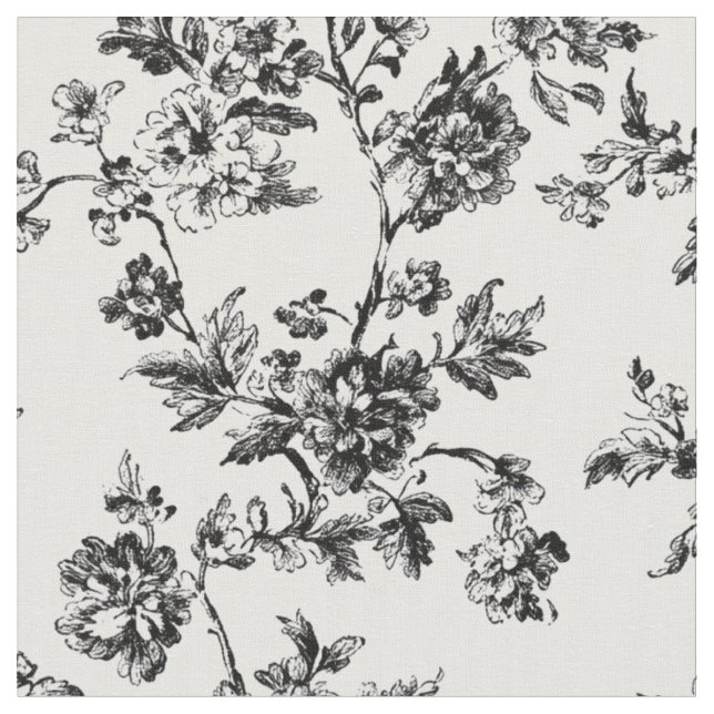 Schwarze botanische Wein-Toile Stoff (Nahaufnahme)