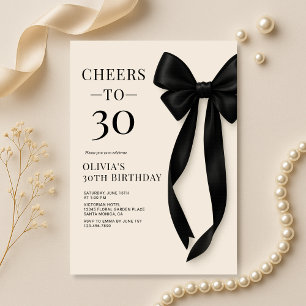 Schwarze Bow Coquette 30. Geburtstag Einladung