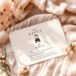 Schwarze Bow-Perlen-Champagner-Abschlussfeier RSVP Karte