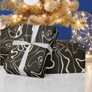 Schwarze braune Damast abstrakte Wirbel kühle Must Geschenkpapier