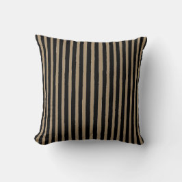 Schwarze braune Streifen Muster, Elegant, Vintage Kissen