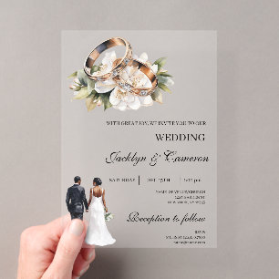 Schwarze Braut und Bräutigam Acryl-Hochzeit Acryleinladungen