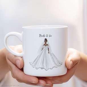 Schwarze Braut, weißes Kleid, Kaffeetasse