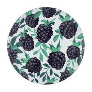 Schwarze Brombeere Tropisch: Frucht Nahtloses Must Schneidebrett