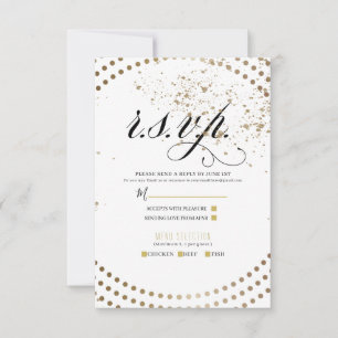 Schwarze Bronze Moderne Chic Hochzeit Antwort RSVP