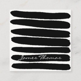 Schwarze Brushstrokes einfach Quadratische Visitenkarte
