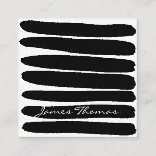 Schwarze Brushstrokes einfach Quadratische Visitenkarte