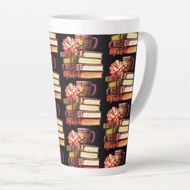 Schwarze Bücher und Tee Milchtasse (Rechte Ecke)