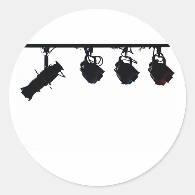 Schwarze Bühne Silhouette Digitale Kamera Runder Aufkleber (Vorderseite)