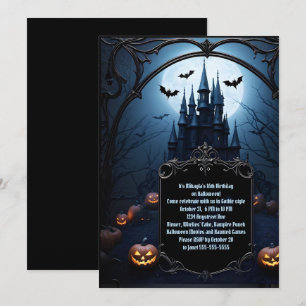Schwarze Burg-Teenie-Halloween-Geburtstagsfeier Einladung
