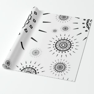 Schwarze Burst-Muster auf Weiß Geschenkpapier