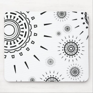 Schwarze Burst-Muster auf Weiß Mousepad