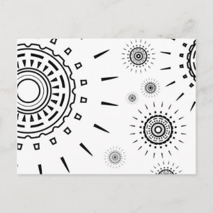 Schwarze Burst-Muster auf Weiß Postkarte