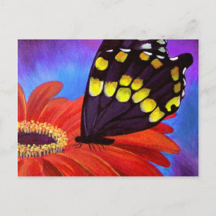 Schwarze Butterfly-Daisy-Malerei - Multi Postkarte