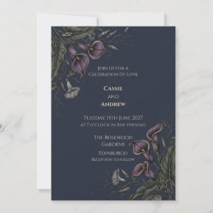 Schwarze Calla-Lilien-Hochzeitseinladung Einladung