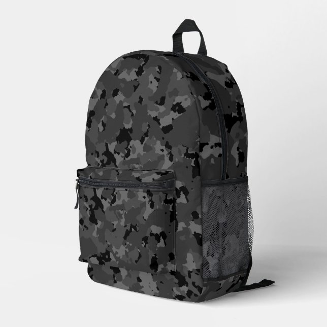 Schwarze Camouflage Bedruckter Rucksack (Rückseitige Ecke Rechts)