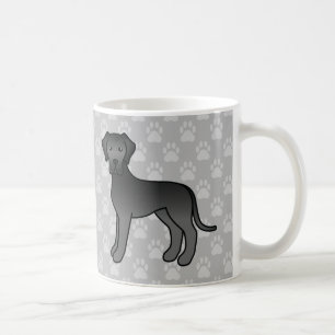 Schwarze Cartoon Doggen auf Grau Tasse