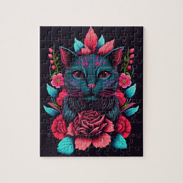 SCHWARZE CAT-BLUME FANTASY JIGSAW PUZZLE (Vertikal)