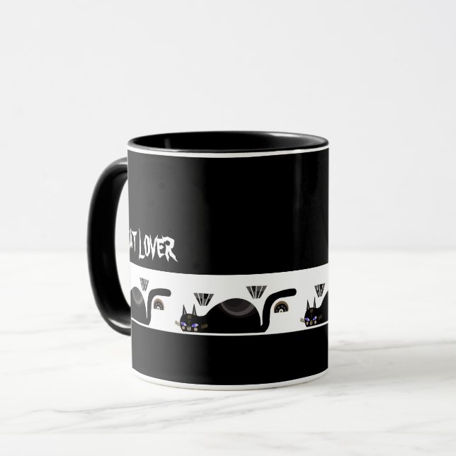 SCHWARZE CAT-LOVER-TASSE TASSE (Vorderseite Links)