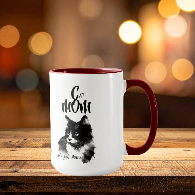 Schwarze CAT-MAMA: Hinzufügen von Foto und/oder Na Tasse (personalize)