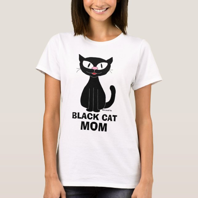 SCHWARZE CAT-MAMA Niedlich T Shirt (Vorderseite)