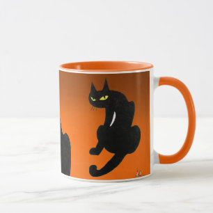 SCHWARZE CAT NINJA Orange Halloween Tasse