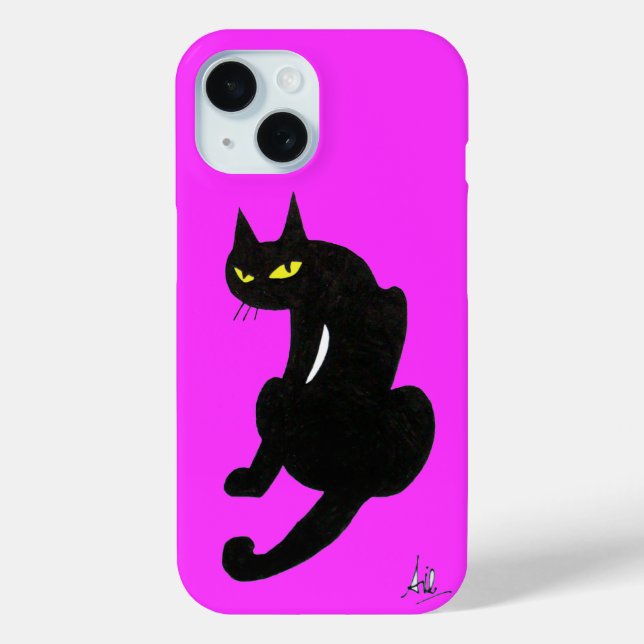 SCHWARZE CAT NINJA Pink Fuchsia Case-Mate iPhone Hülle (Rückseite)