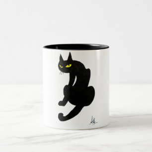 SCHWARZE CAT NINJA Weiß Zweifarbige Tasse
