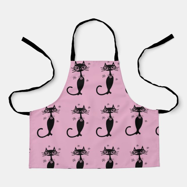SCHWARZE CAT-RETRO-SCHÜRZE SCHÜRZE (Vorderseite)
