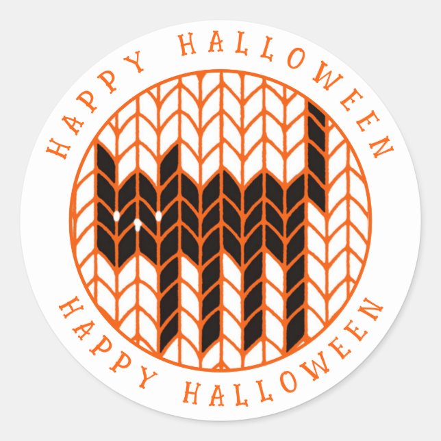 SCHWARZE CAT STRICK Große runde Umschlag Aufkleber (Vorderseite)