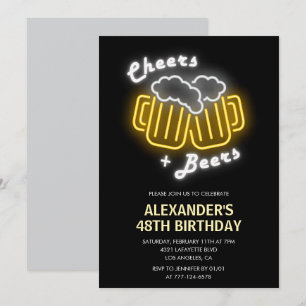 Schwarze Cheers und Beers Getränke 48. Geburtstag Einladung