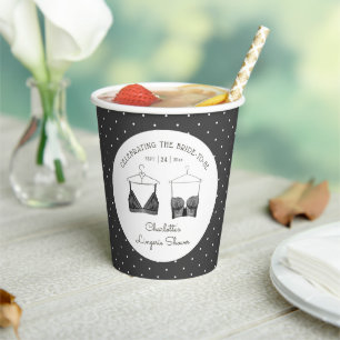 Schwarze Chic-Spitze-Wasserfarbe-Wäsche-Junggesell Pappbecher