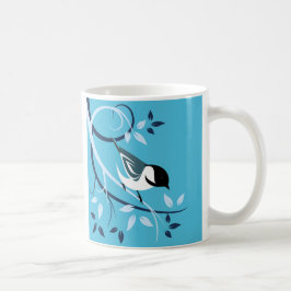 Schwarze Chickade auf Baumzweig Tasse