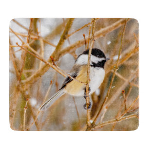 Schwarze Chickade - Original-Foto Schneidebrett