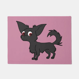 Schwarze Chihuahua mit dem langen Haar Fußmatte