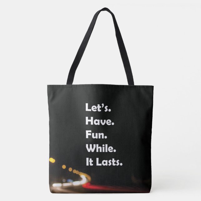 Schwarze City-Ästhetik-Zitat-Tasche (Vorderseite)