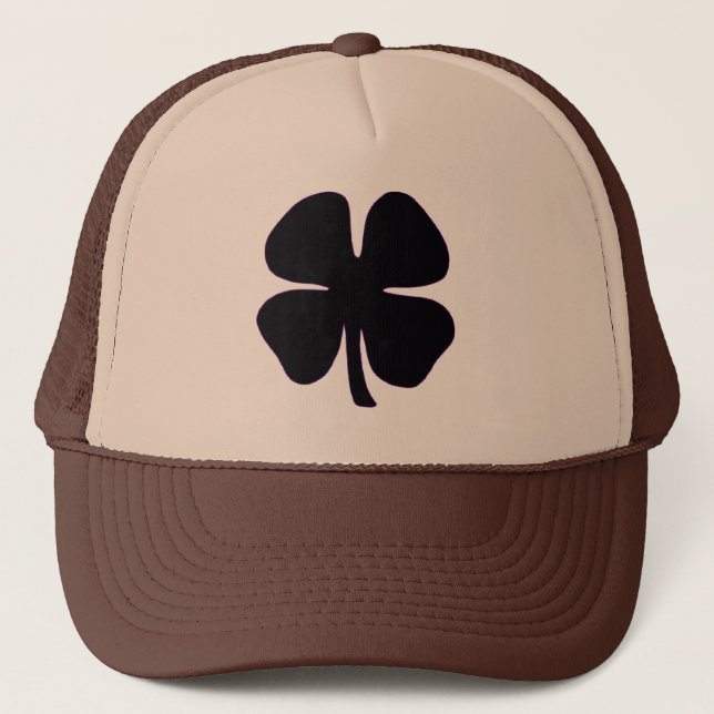 Schwarze Clover braune Schaumstoff-Trucker-Mütze Truckerkappe (Vorderseite)
