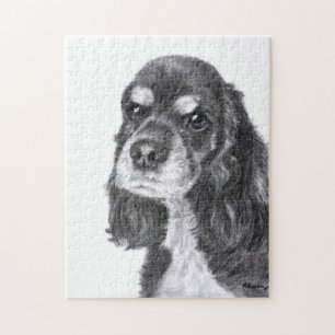 Schwarze Cocker spaniel-Kunst Puzzle