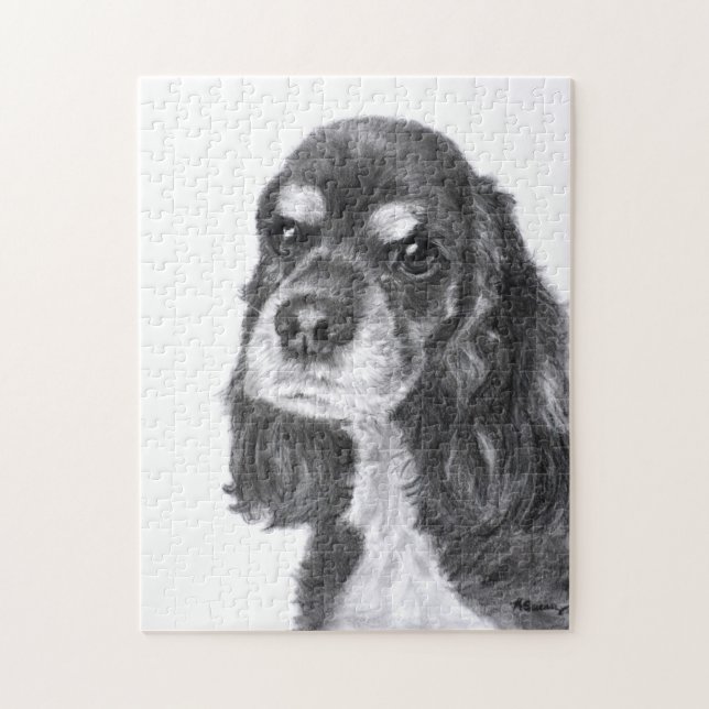 Schwarze Cocker spaniel-Kunst Puzzle (Vertikal)