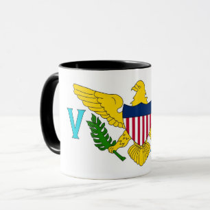 Schwarze Combo-Tasse mit der Flagge der Jungfrau,  Tasse