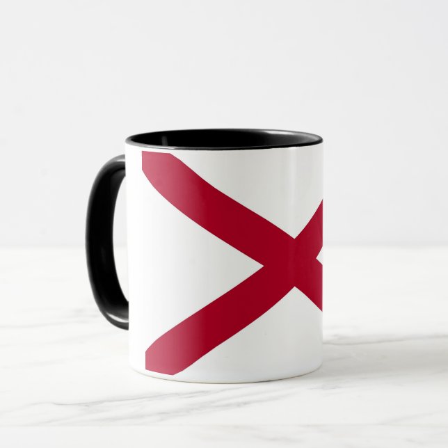Schwarze Combo-Tasse mit der Flagge von Alabama, U Tasse (Vorderseite Links)
