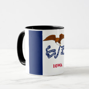 Schwarze Combo-Tasse mit der Flagge von Iowa, USA Tasse