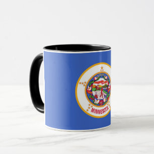 Schwarze Combo-Tasse mit der Flagge von Minnesota, Tasse